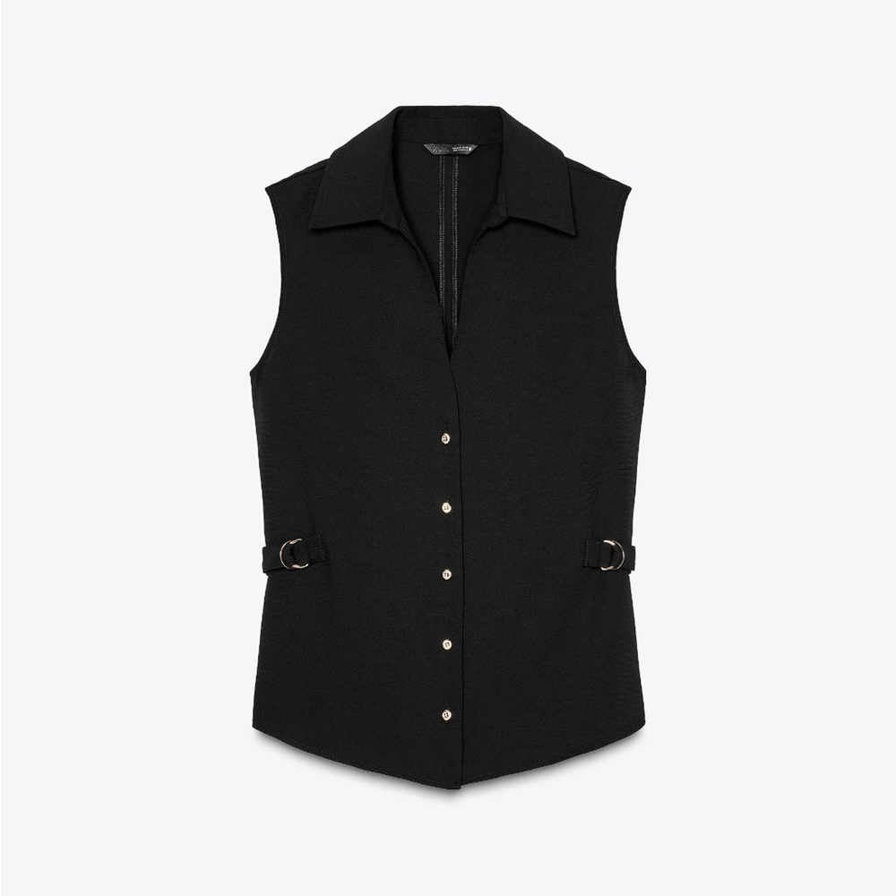 Zara Belted Crepe Shirt